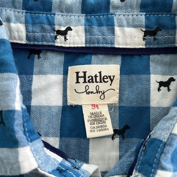 Hatley Blue Checkered dog print button down Kids Shirt - Picture 3 of 5